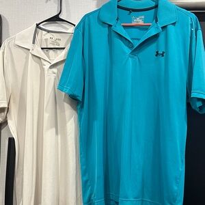Under Armour Men's Teal and White Polo Shirts